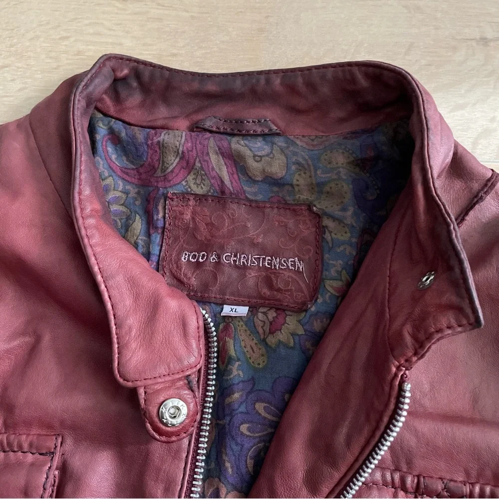 BOD & CHRISTENSEN Merlot Leather Jacket - Picture 6 of 11